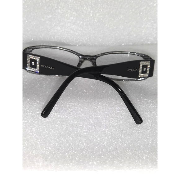 Bvlgari Black Crystal Temple Rectangle Eyeglasses Italy 475-B 799 53 16 135. - Picture 6 of 8